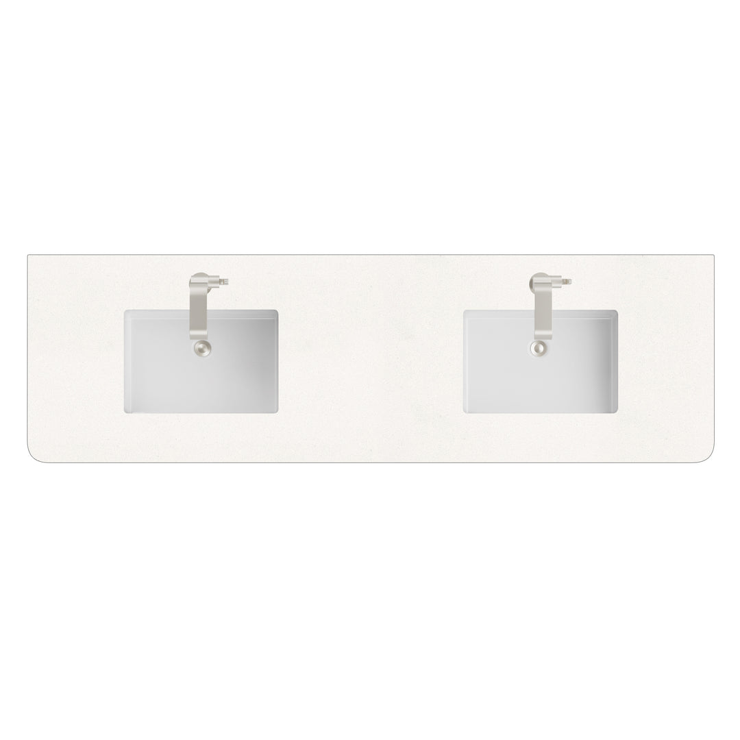 72" Radius-Cut Double Sink Vanity Top in White Zeus Silestone | ANVE Kitchen &amp; Bath