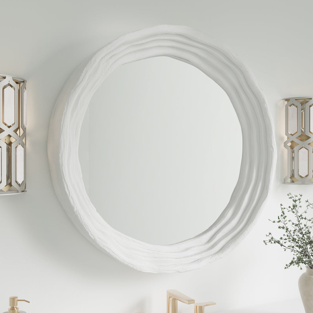 Terra 30" x 30" Round Bathroom Mirror, Limestone