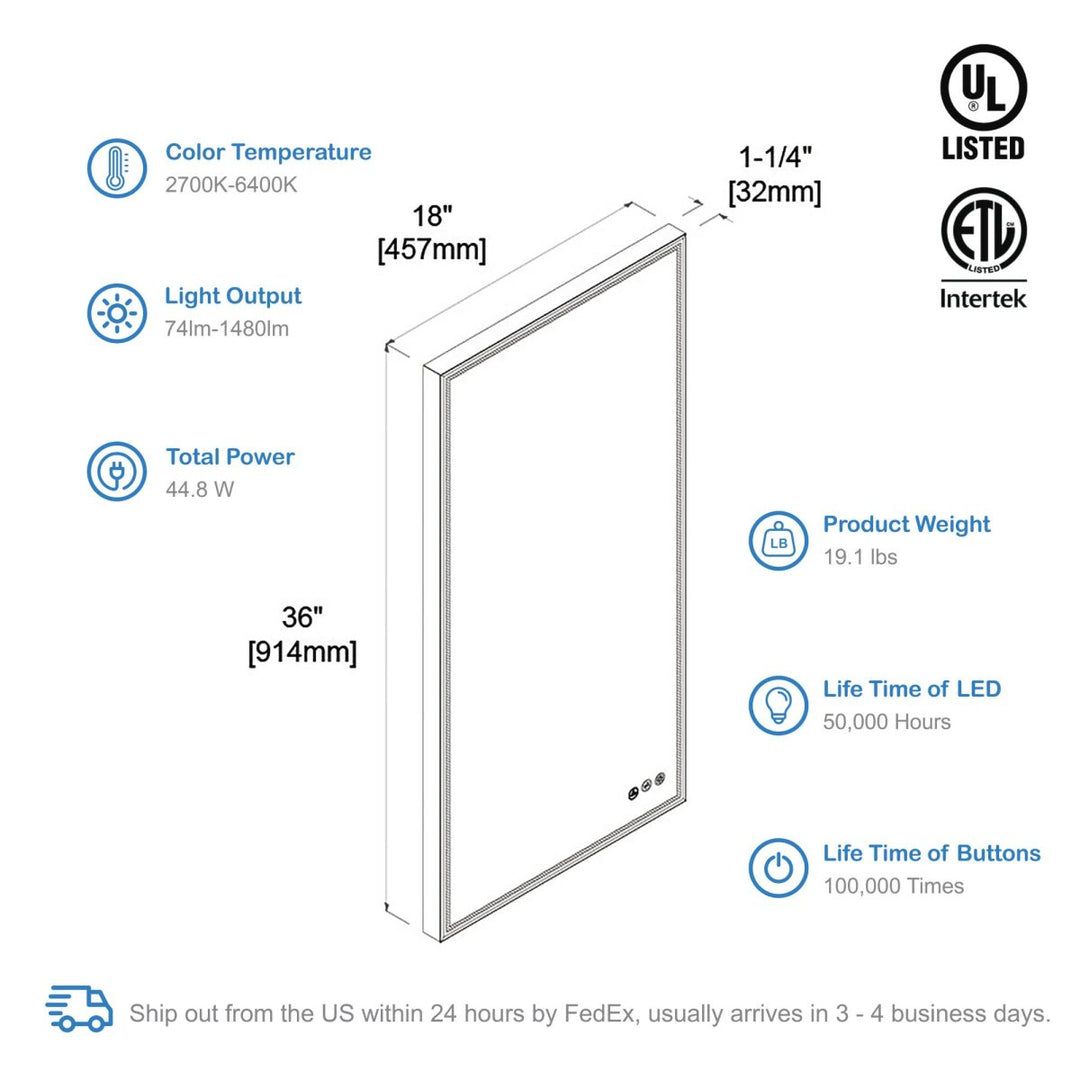 Stellar LED Bathroom Mirror, Anti-Fog