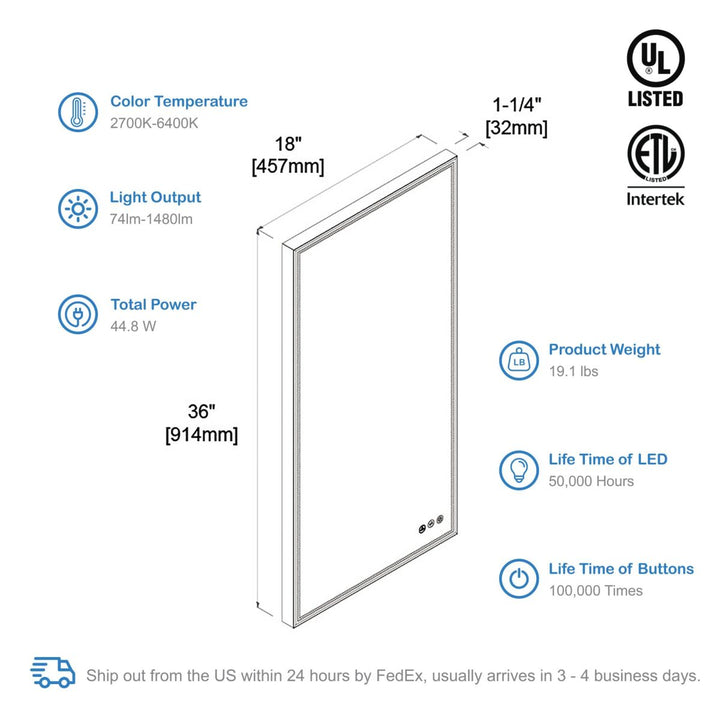 Stellar LED Bathroom Mirror, Anti-Fog