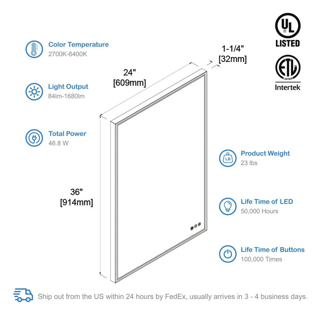 Stellar LED Bathroom Mirror, Anti-Fog
