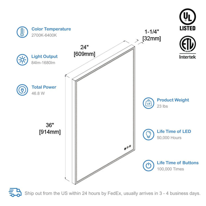 Stellar LED Bathroom Mirror, Anti-Fog