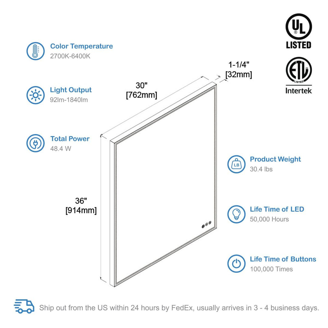 Stellar LED Bathroom Mirror, Anti-Fog