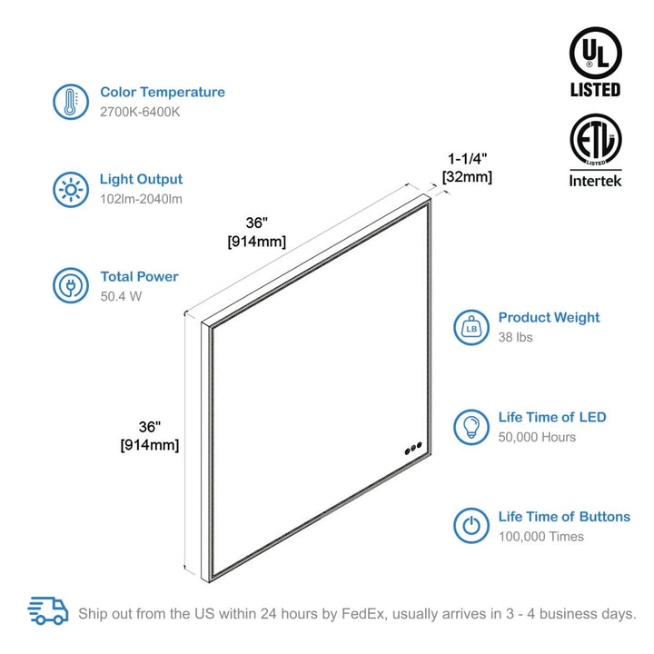 Stellar LED Bathroom Mirror, Anti-Fog