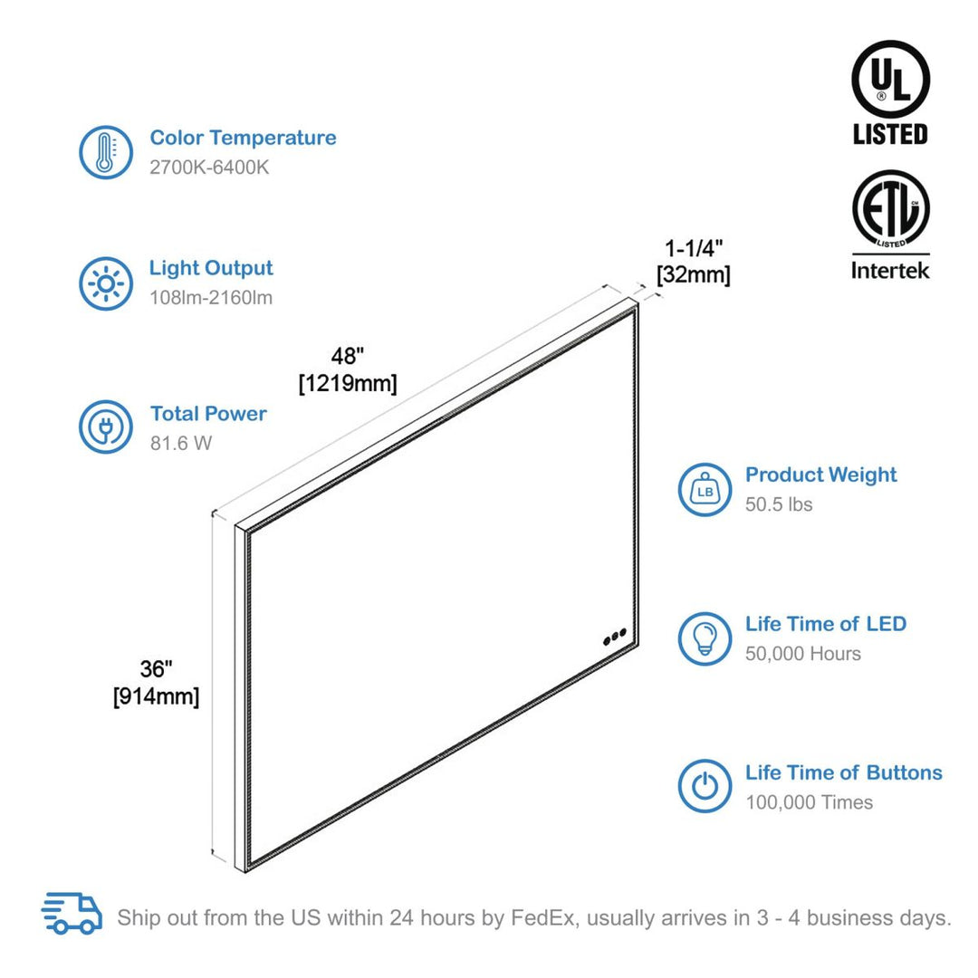 Stellar LED Bathroom Mirror, Anti-Fog