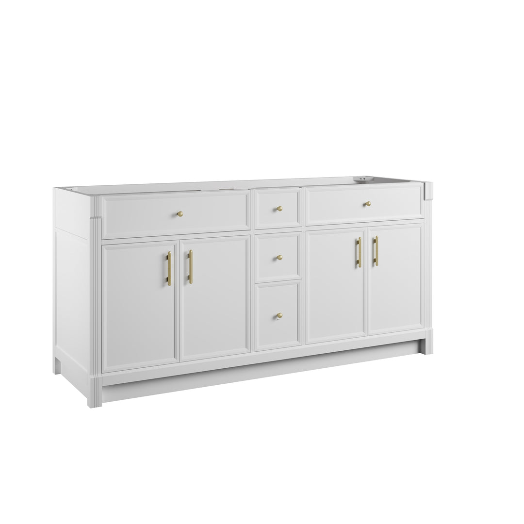 Bellshire 72" Double Sink Freestanding Vanity Cabinet in Bright White | ANVE Kitchen & Bath