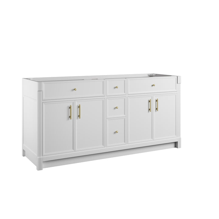 Bellshire 72" Double Sink Freestanding Vanity Cabinet in Bright White | ANVE Kitchen &amp; Bath