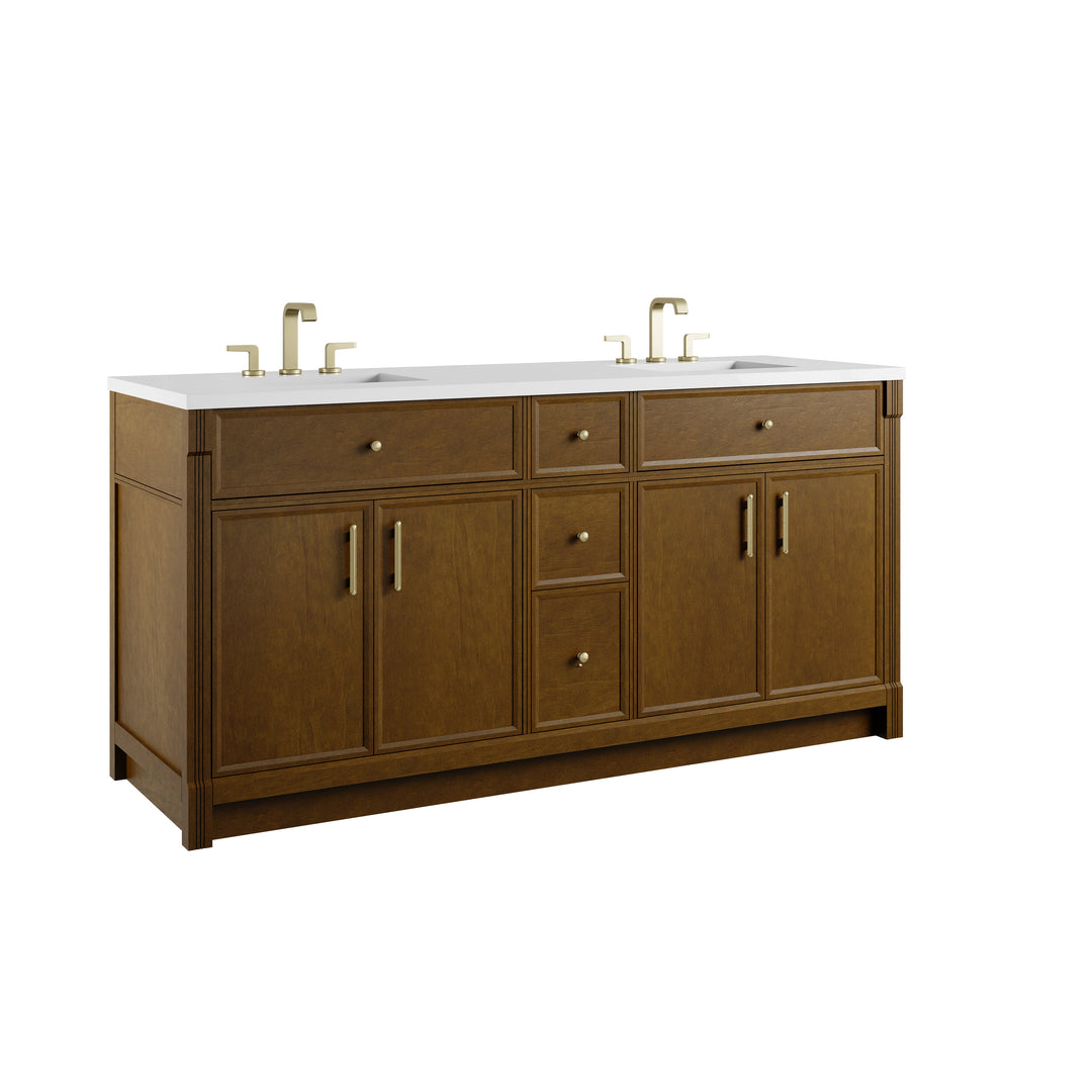 Bellshire 72" Double Sink Freestanding Vanity Cabinet in Honey Oak