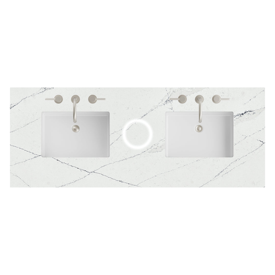 60" Double Vanity Top in Ethereal Noctis Silestone &amp; FreePower Charger | ANVE Kitchen &amp; Bath