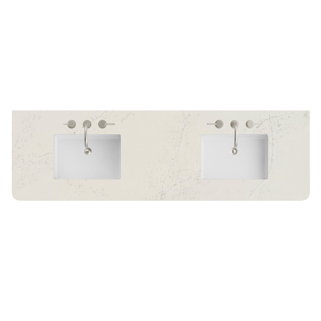 72" Double Siberian Silestone 3 CM Radius-Cut Widespread Vanity Top with Sinks | ANVE Kitchen &amp; Bath