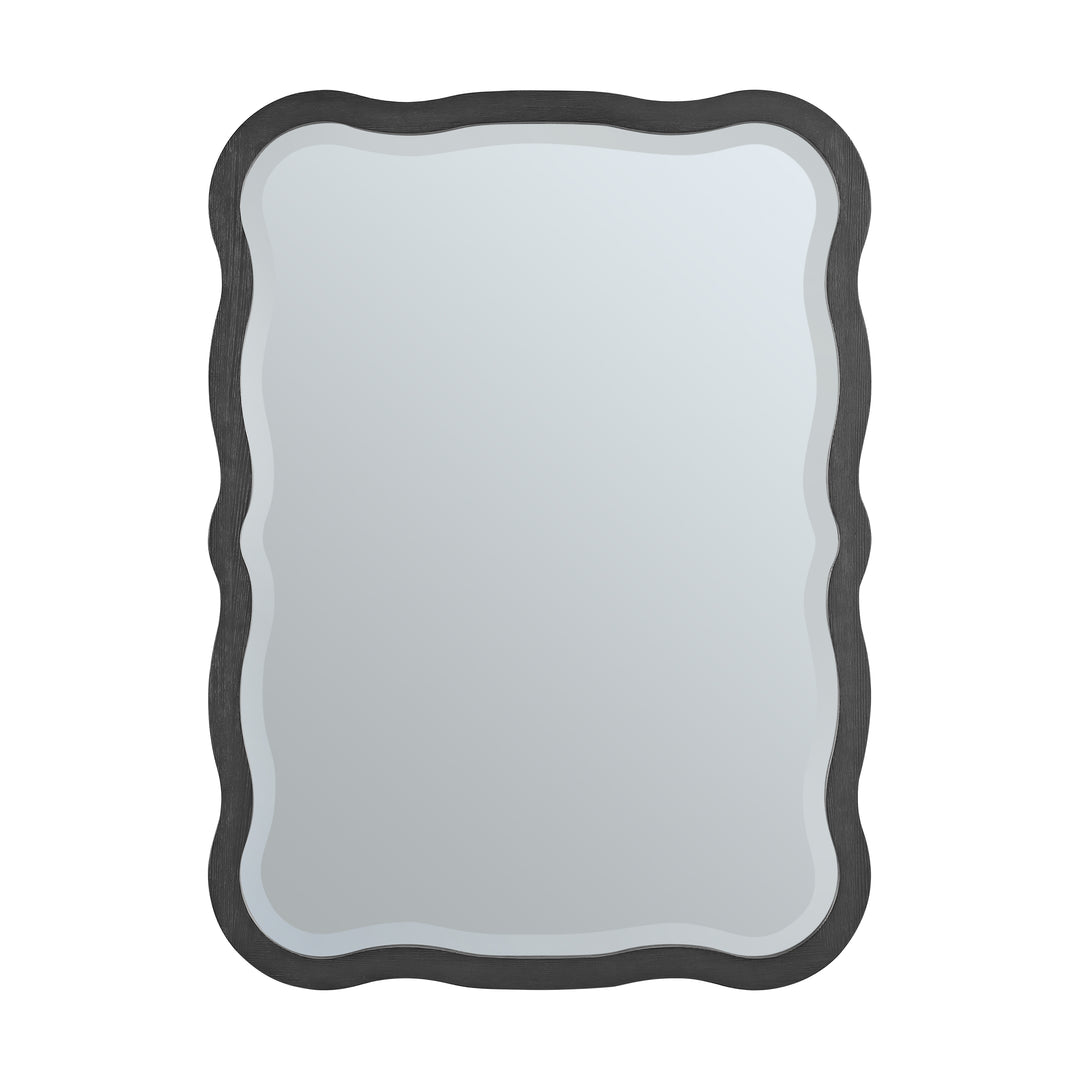 Rowyn 28" x 38" Wavy Bathroom Mirror, Carbon Oak | ANVE Kitchen & Bath