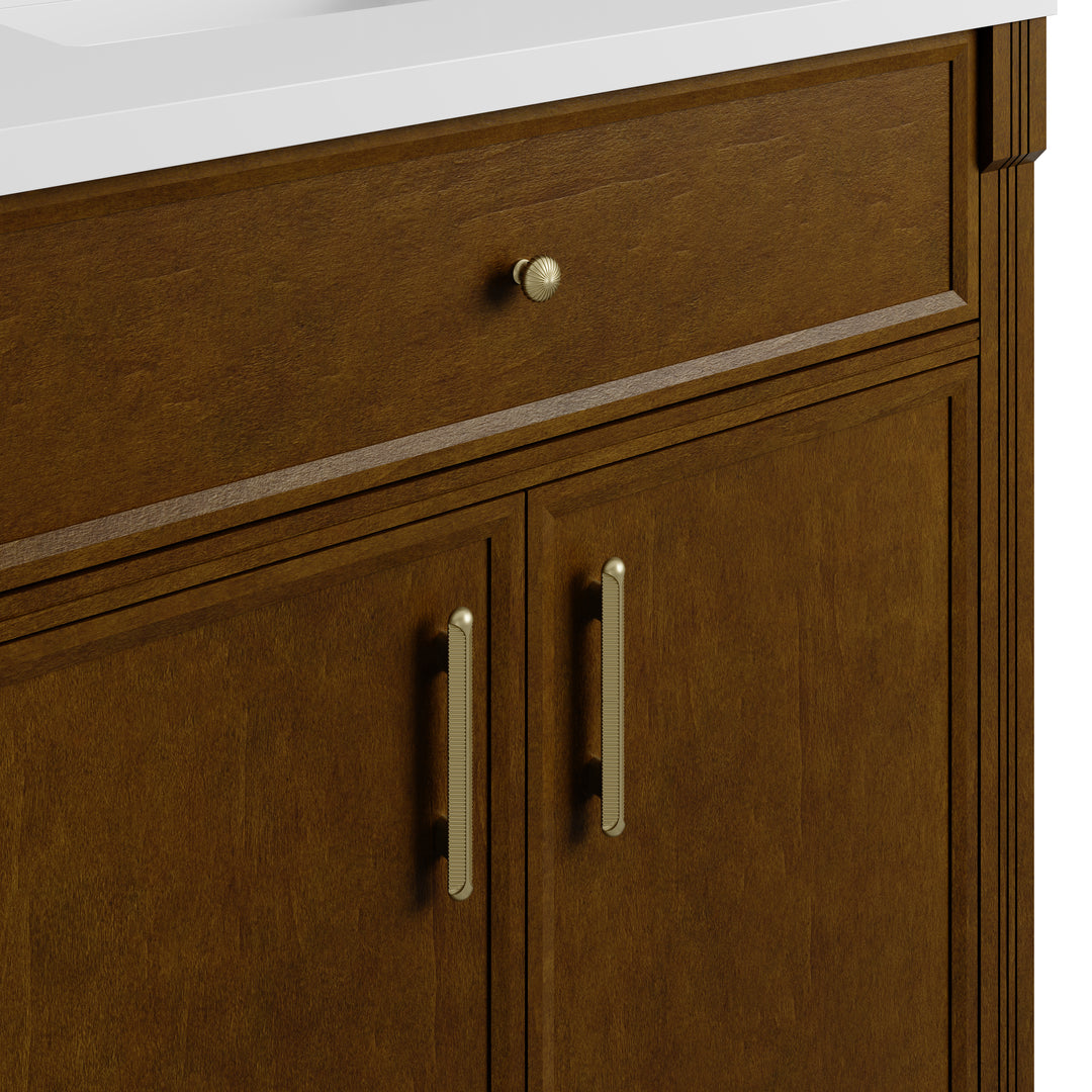 Bellshire 72" Double Sink Freestanding Vanity Cabinet in Honey Oak