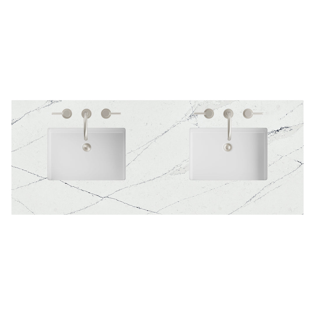 60" Double Vanity Top in Ethereal Noctis Silestone with Undermount Sinks | ANVE Kitchen &amp; Bath