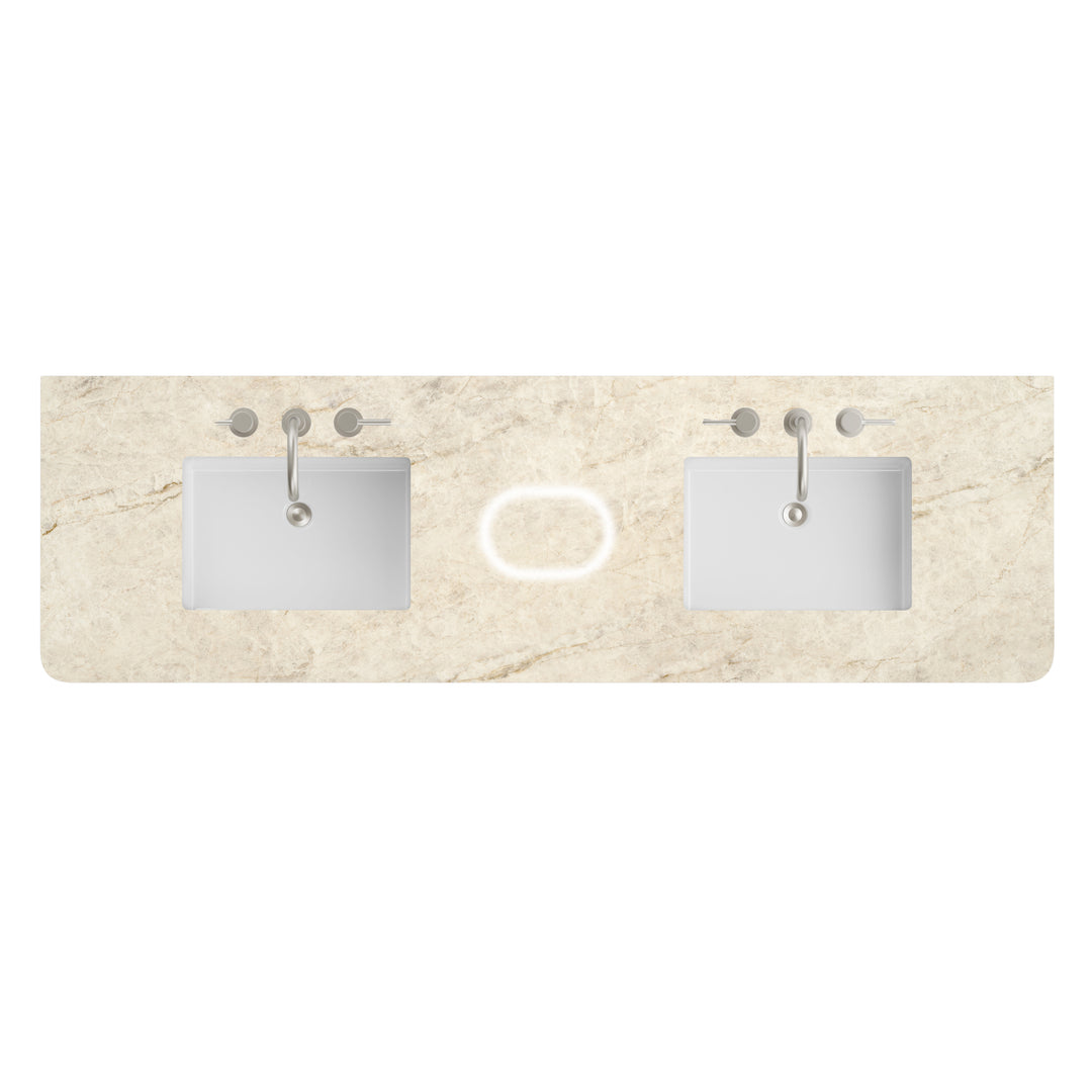72" Double Radius-Cut Widespread Tajnar Eclos Top with Sinks &amp; FreePower Charger | ANVE Kitchen &amp; Bath