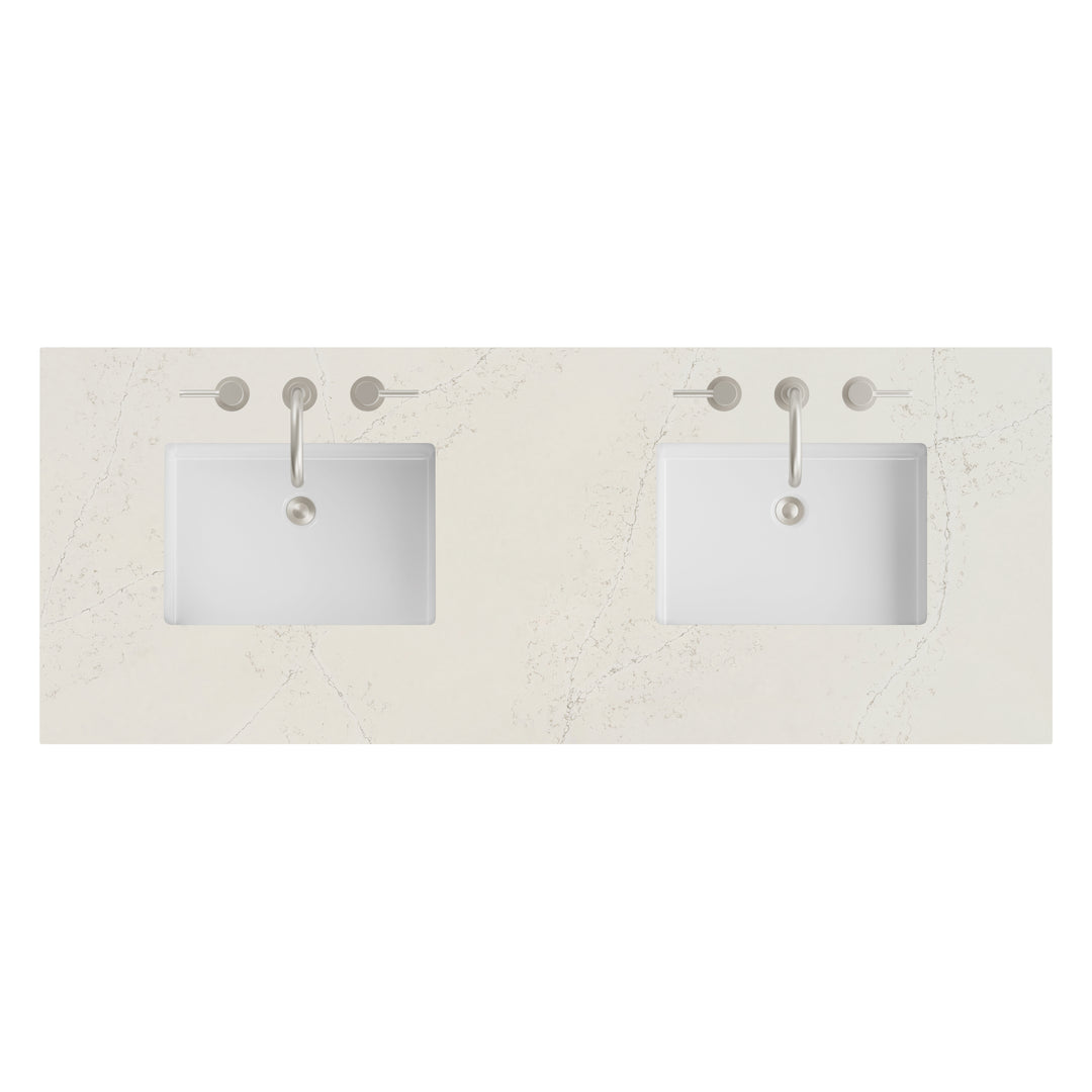 60" Double Vanity Top in Siberian Silestone with Undermount Sinks | ANVE Kitchen &amp; Bath