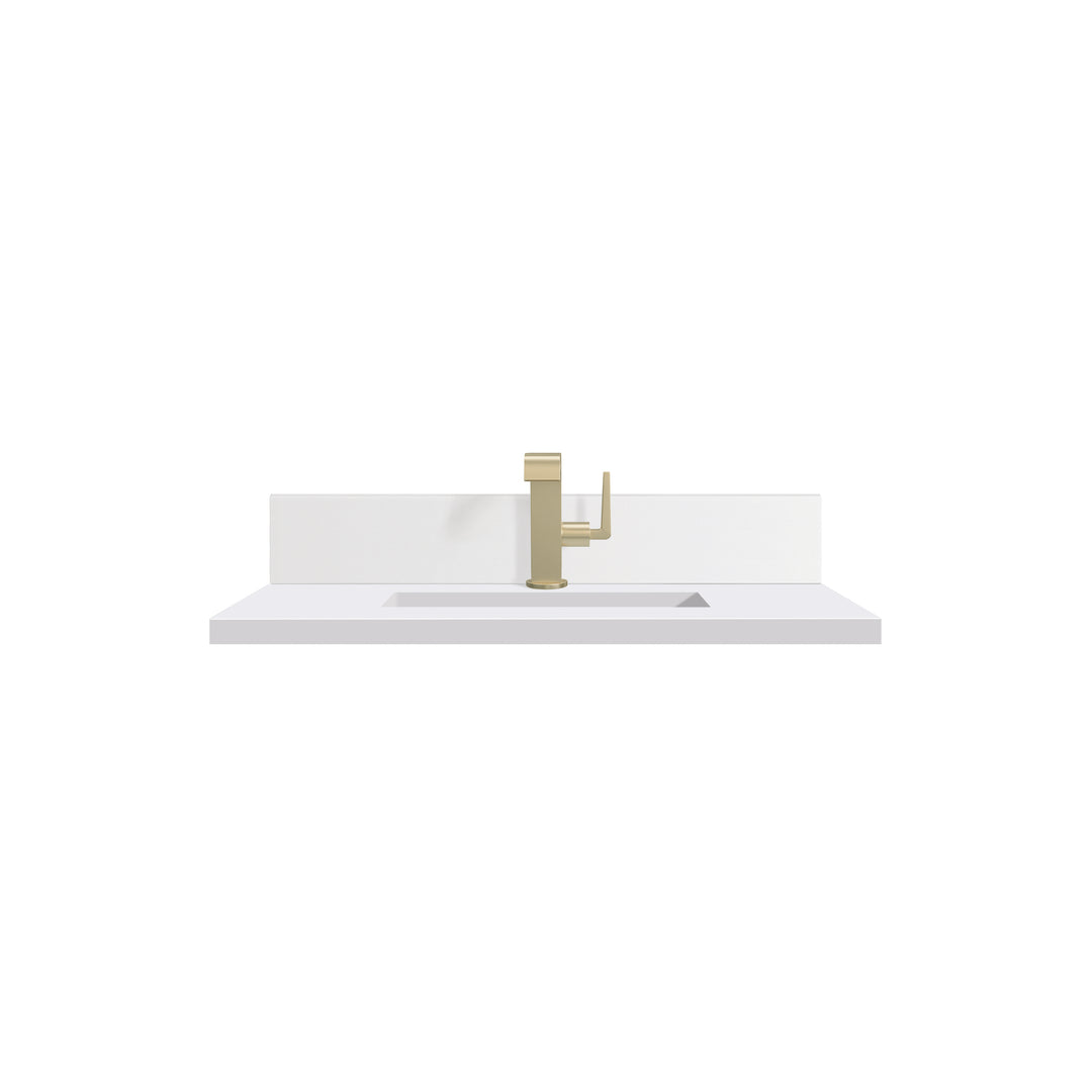 30" Single-Hole 3 CM White Zeus Silestone Vanity Top with Sink and Backsplash | ANVE Kitchen &amp; Bath