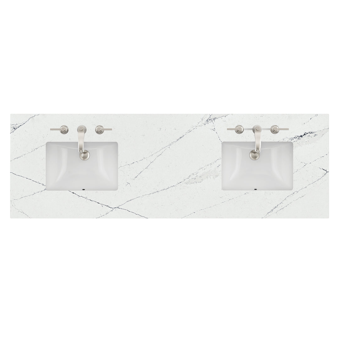 72" Double Ethereal Noctis Quartz 3 CM Vanity Top with Undermount Sinks | ANVE Kitchen &amp; Bath