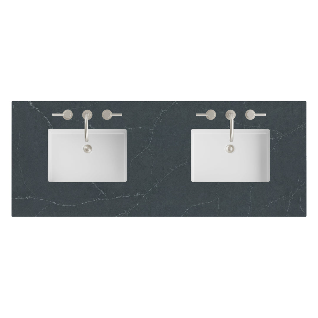 60" Double Vanity Top in Charcoal Soapstone Silestone with Undermount Sinks | ANVE Kitchen &amp; Bath