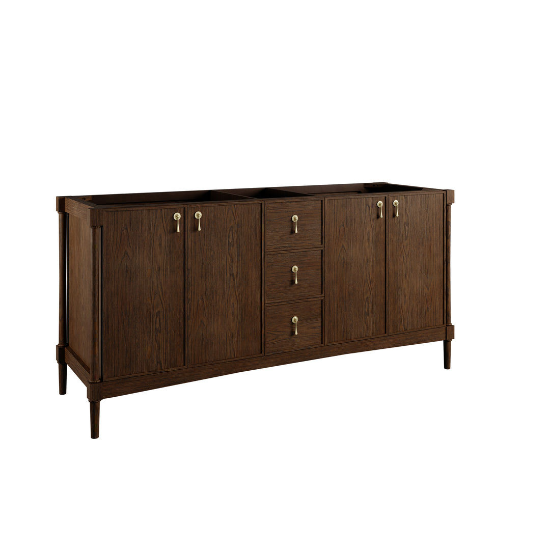 Kinnsden 72" Double Sink Freestanding Bathroom Vanity Cabinet in Sable Oak | ANVE Kitchen & Bath
