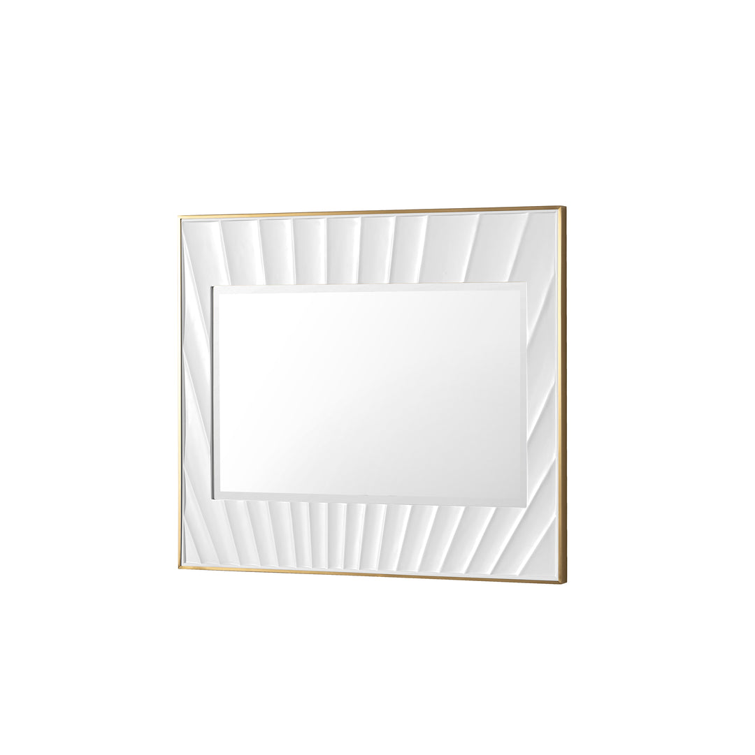 Soleil 35.9" x 31.5" Sunburst Bathroom Mirror, Matte White with Gold
