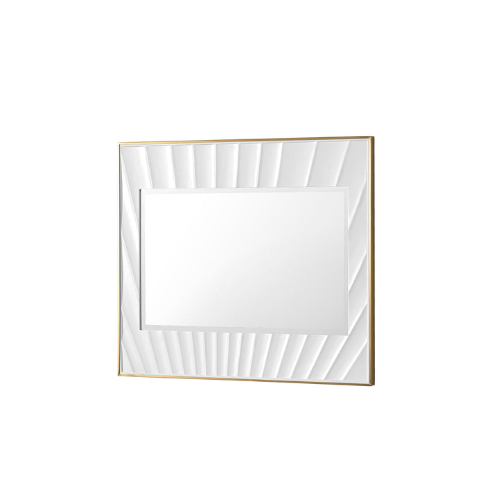 Soleil 35.9" x 31.5" Sunburst Bathroom Mirror, Matte White with Gold