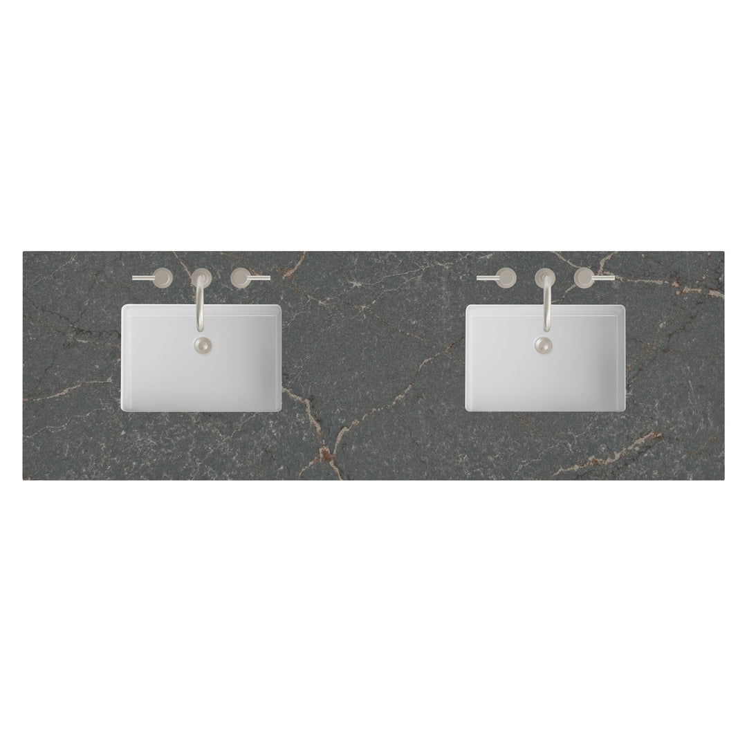 72" Double Sink Vanity Top in Parisien Bleu Silestone | ANVE Kitchen &amp; Bath