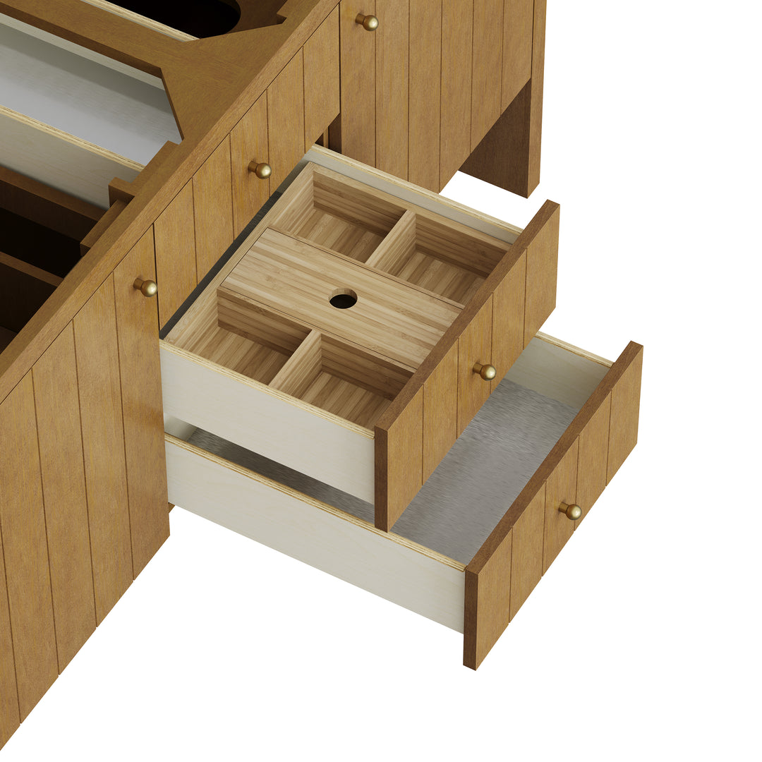 Hudson 60" Double Vanity Cabinet in Honey Oak