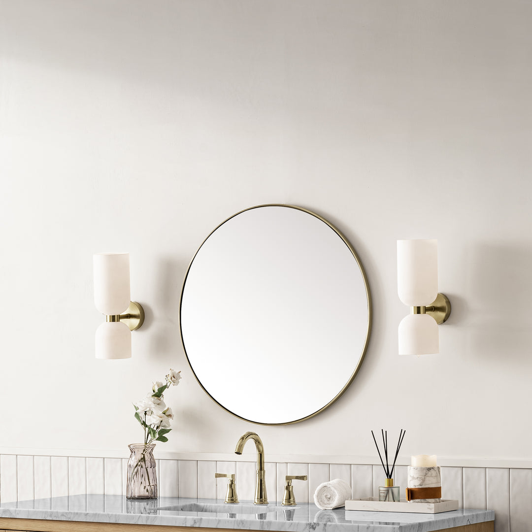 Rohe 30" x 30" Round Bathroom Mirror, Champagne Brass