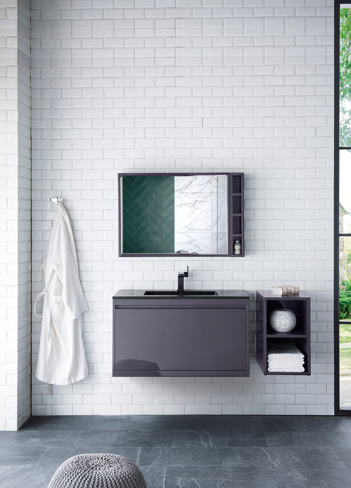 Milan 12" Short Storage Cabinet in Modern Grey Glossy