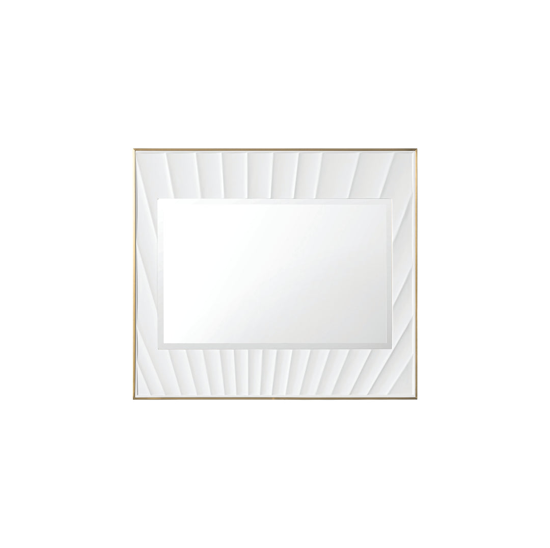 Soleil 35.9" x 31.5" Sunburst Bathroom Mirror, Matte White with Gold | ANVE Kitchen & Bath