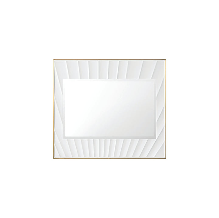 Soleil 35.9" x 31.5" Sunburst Bathroom Mirror, Matte White with Gold | ANVE Kitchen &amp; Bath