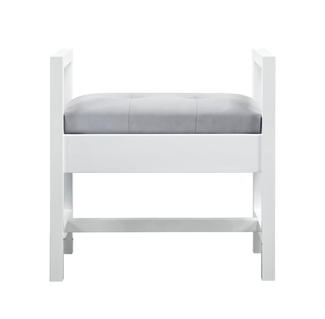 Addison 24.5" Upholstered Bench in Glossy White | ANVE Kitchen &amp; Bath