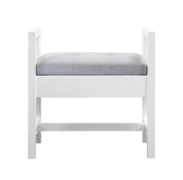 Addison 24.5" Upholstered Bench in Glossy White | ANVE Kitchen &amp; Bath