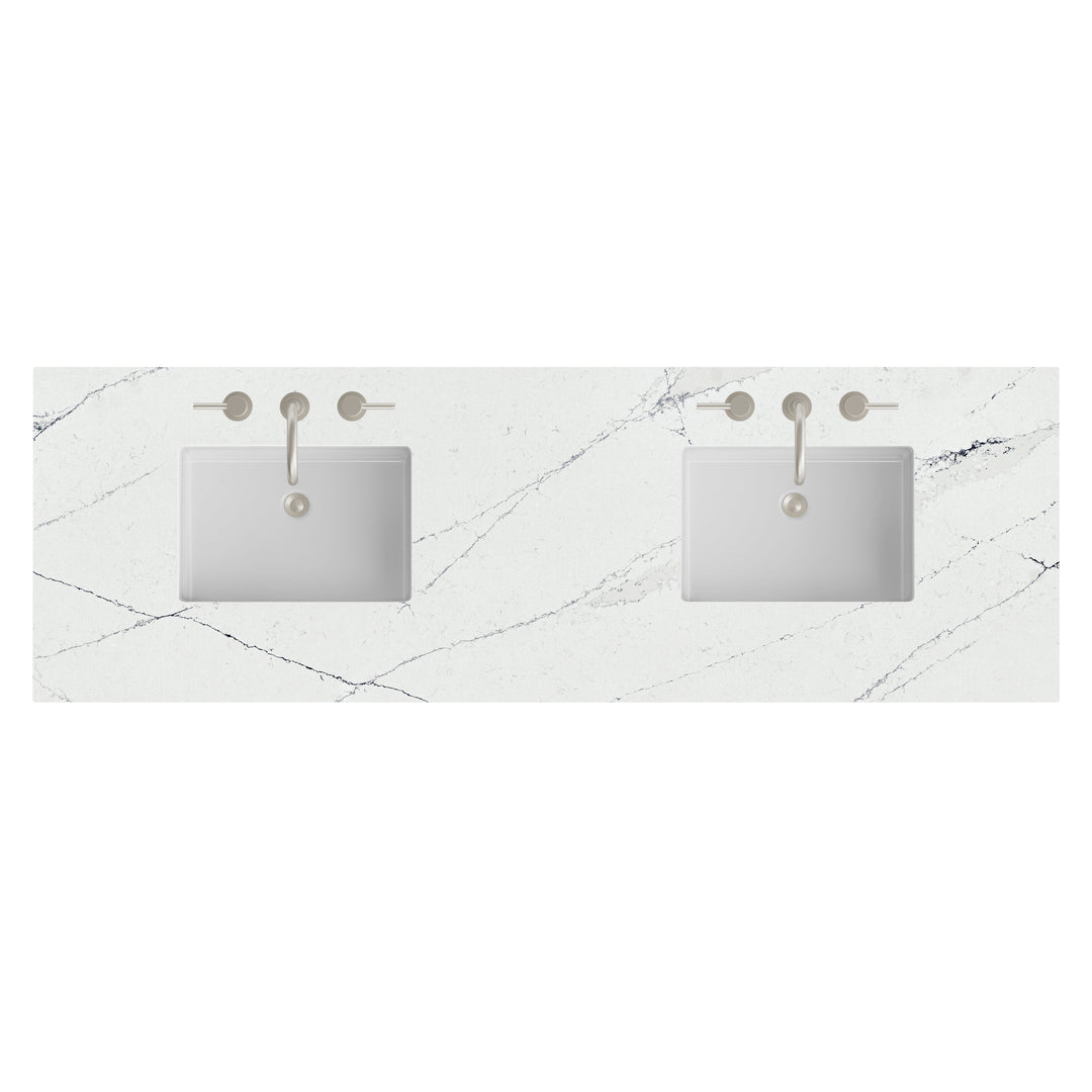 72" Double Ethereal Noctis Silestone 3 CM Vanity Top with Undermount Sinks | ANVE Kitchen &amp; Bath