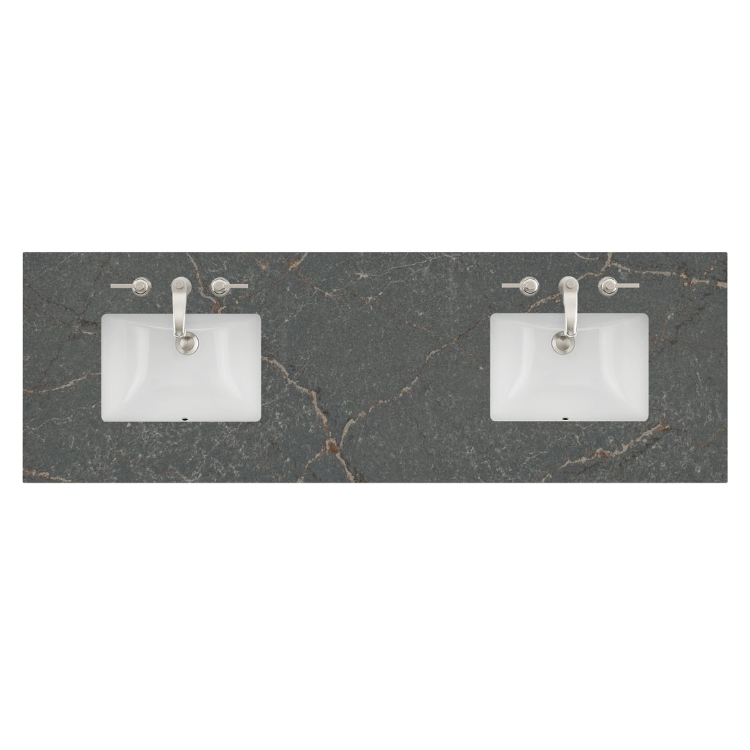 72" Double Sink Vanity Top in Parisien Bleu Silestone Quartz | ANVE Kitchen &amp; Bath
