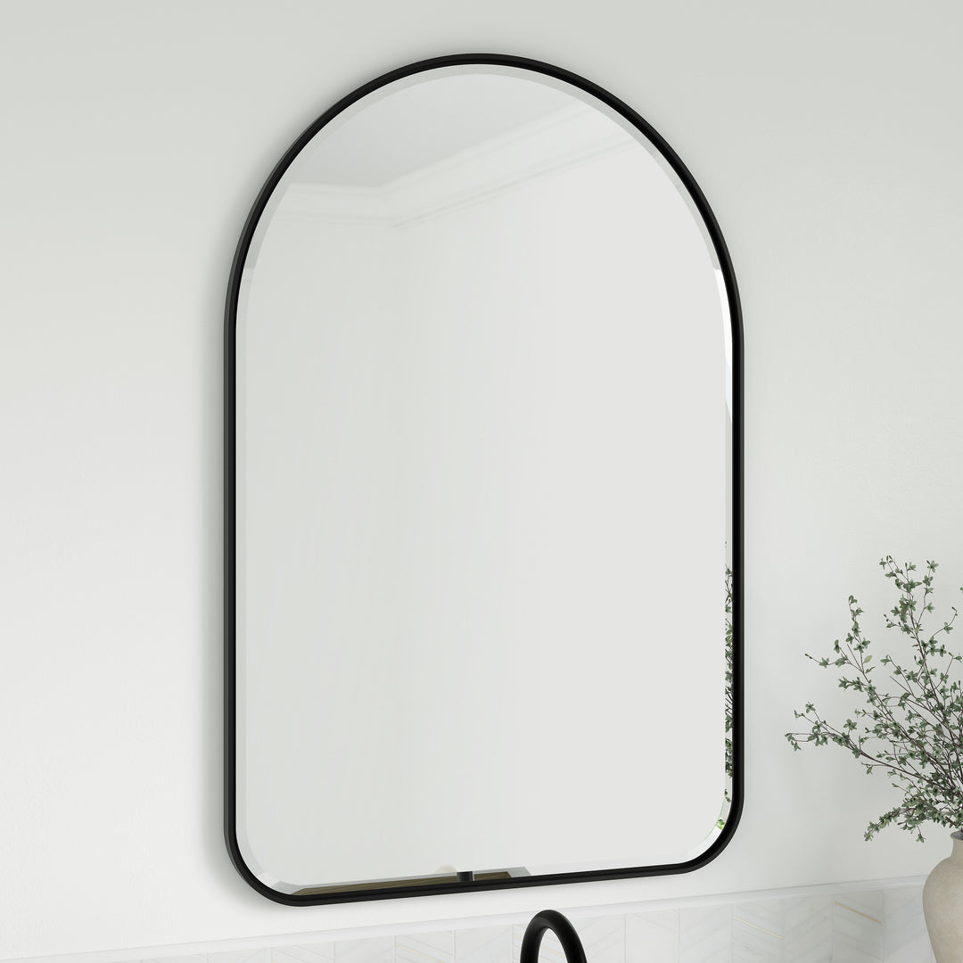 Rohe 24" x 36" Arched Bathroom Mirror, Matte Black