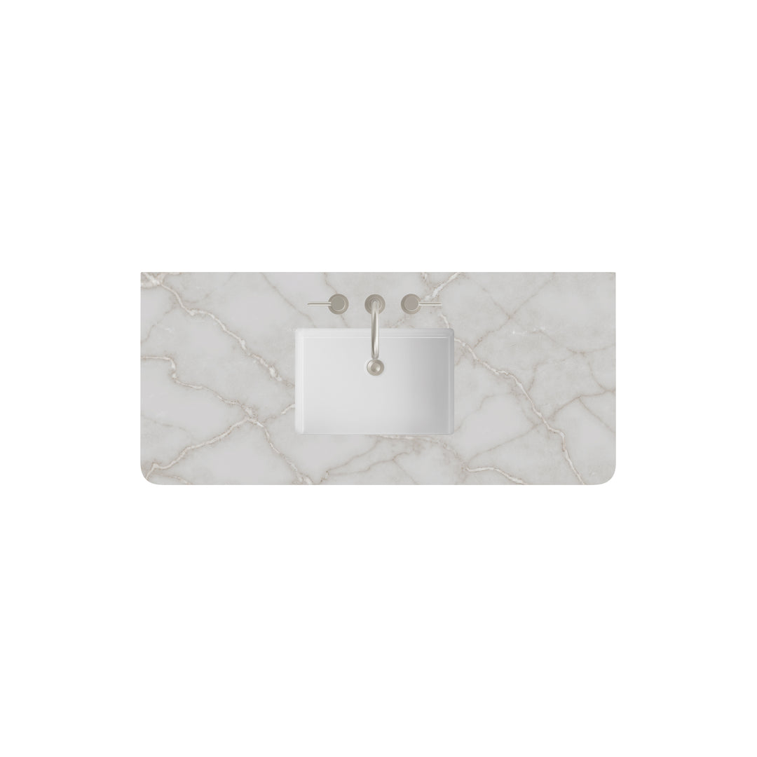 48" Single Radius-Cut Vanity Top in Victorian Silver Silestone with Sink | ANVE Kitchen &amp; Bath