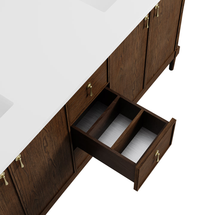 Kinnsden 72" Double Sink Freestanding Bathroom Vanity Cabinet in Sable Oak