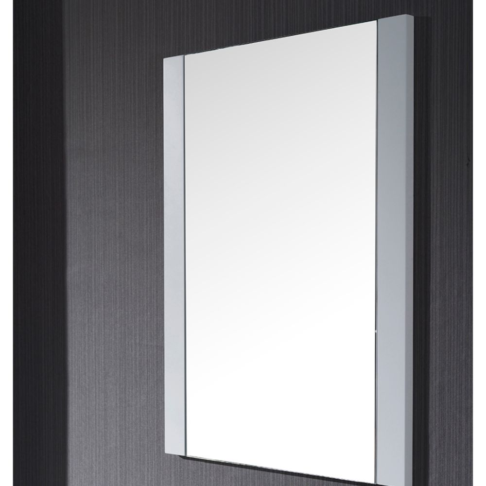 Monaco Modern 24" Bathroom Vanity Set with Mirror and Chrome Legs, Matte White
