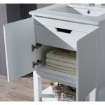 Monaco Modern 24″ Bathroom Vanity Set with Mirror and Wood Legs, Matte White