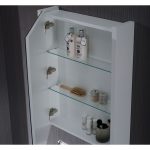 Monaco Modern 24″ Bathroom Vanity Set with Medicine Cabinet and Wood Legs, Matte White