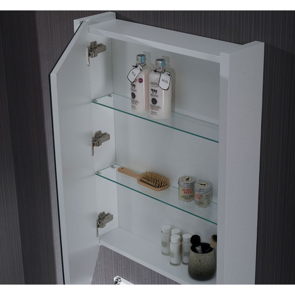 Monaco Modern 24" Bathroom Vanity Set with Medicine Cabinet and Wood Legs, Matte White
