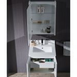 Monaco Modern 24″ Wall Mount Bathroom Vanity Set with Medicine Cabinet, Matte White
