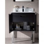 Monaco Modern 24″ Bathroom Vanity Set with Mirror and Chrome Legs, Espresso