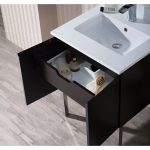 Monaco Modern 24″ Bathroom Vanity Set with Mirror and Chrome Legs, Espresso