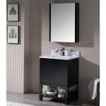 Monaco Modern 24″ Bathroom Vanity Set with Mirror and Wood Legs, Espresso