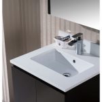 Monaco Modern 24″ Bathroom Vanity Set with Mirror and Wood Legs, Espresso