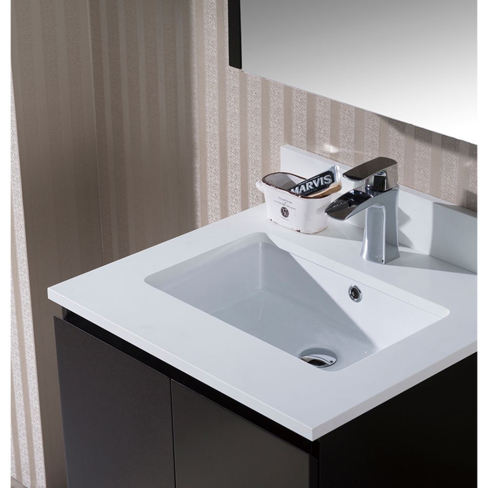 Monaco Modern 24" Bathroom Vanity Set with Mirror and Wood Legs, Espresso