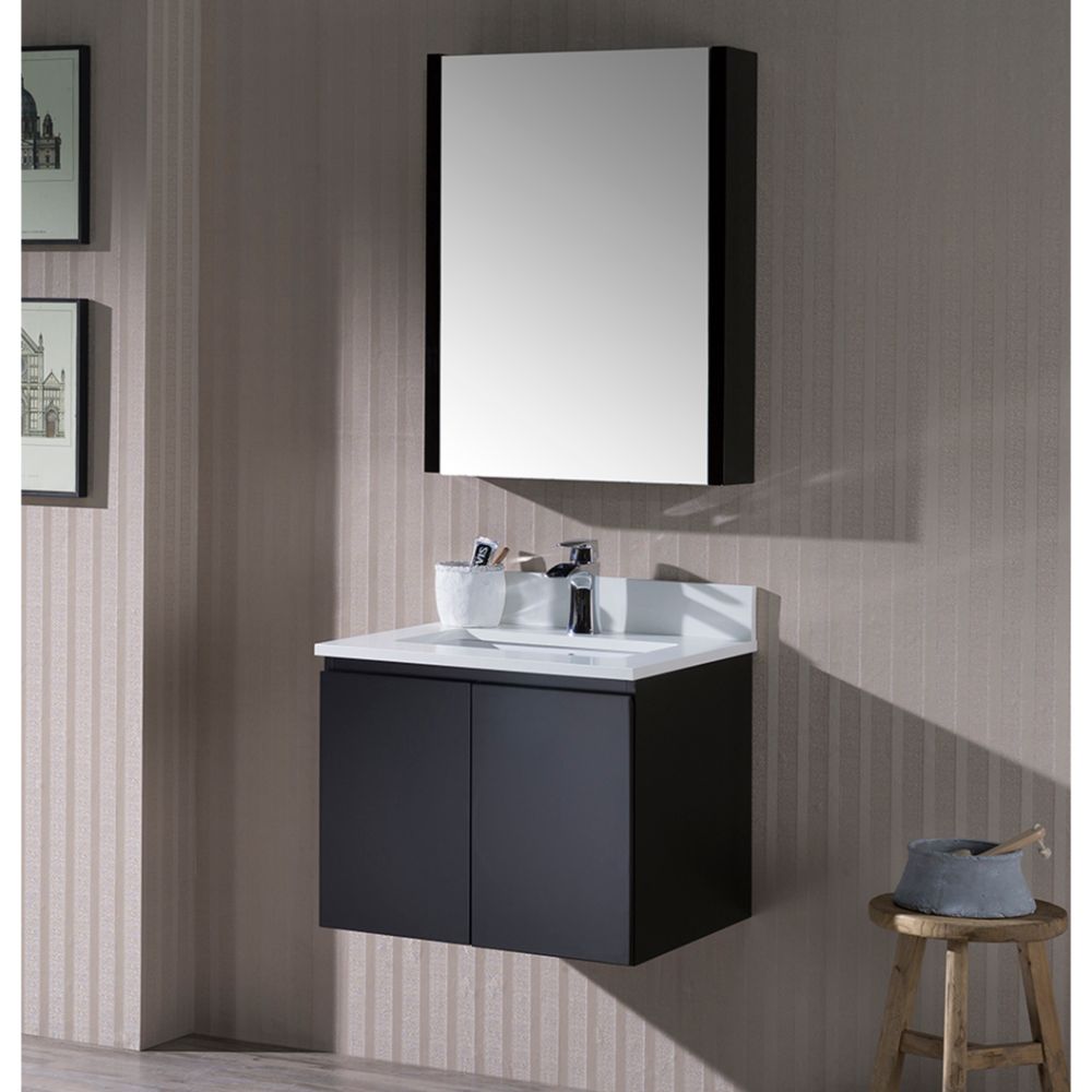 Monaco Modern 24" Wall Mount Bathroom Vanity Set with Medicine Cabinet, Espresso