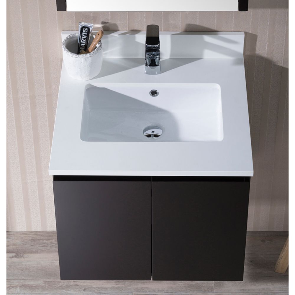Monaco Modern 24" Wall Mount Bathroom Vanity Set with Medicine Cabinet, Espresso